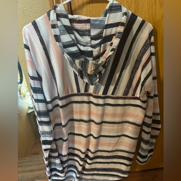 Pink, black and white striped hoodie by LuLaRoe, size Large with tags! - Picture 2 of 3